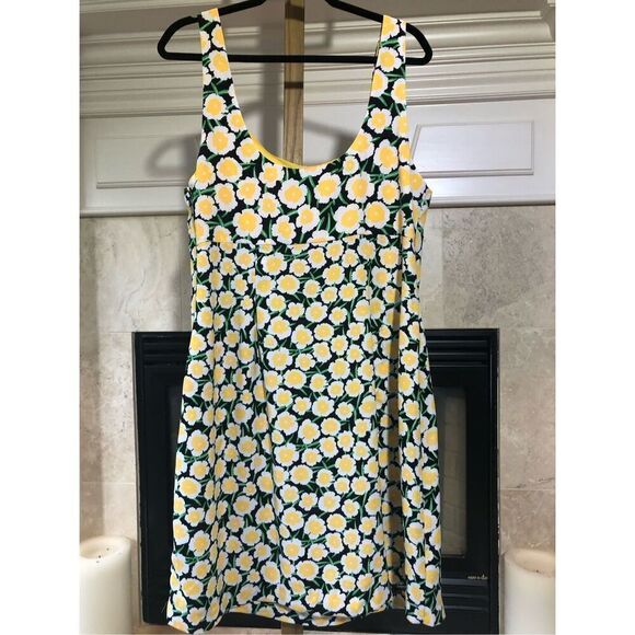Diane Von Furstenburg Women’s Yellow Floral Sleeveless Tank SunDress Size 17 - Picture 3 of 6